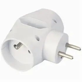 Zásuvka Roztrojka 230V, 10A. 2x kulatá +1x plochá zásuvka, bílá