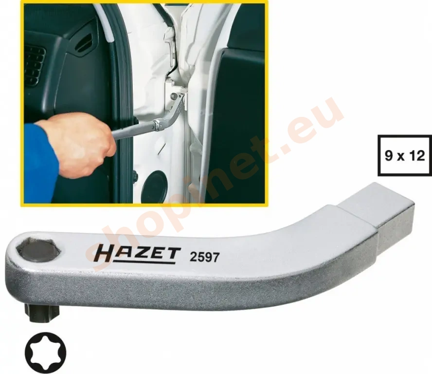 Nástrčný kľúč pre dverné závesy, zahnutý držiak bitov 2597 Hazet - HA017379