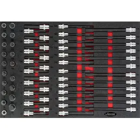 Nástrčné hlavice v penovej výplni, Imbus, Torx, 1/2", 62 ks, VIGOR - V4727