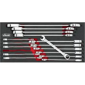 Sada očkoplochých ráčnových klíčů ve vložce do dílenských vozíků - V4987