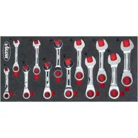 Ráčnové očkoploché klíče ve výplni do dílenského vozíku, 12 ks VIGOR - V5075