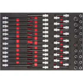 Nástrčné hlavice s bitmi v penovej výplni, Imbus, Torx, 1/2", 62 ks, VIGOR - V6809