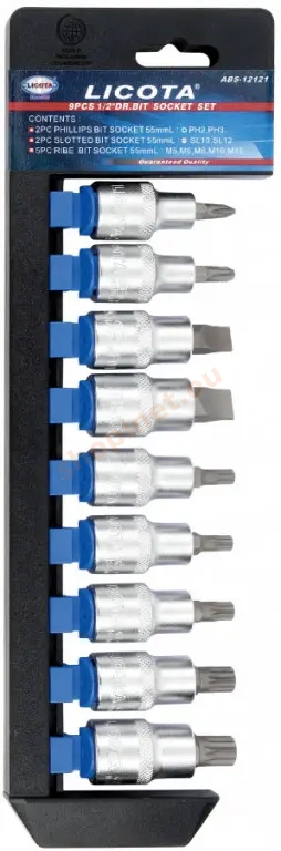 Hlavice s bitmi 1/2", 9 ks - LIABS12121