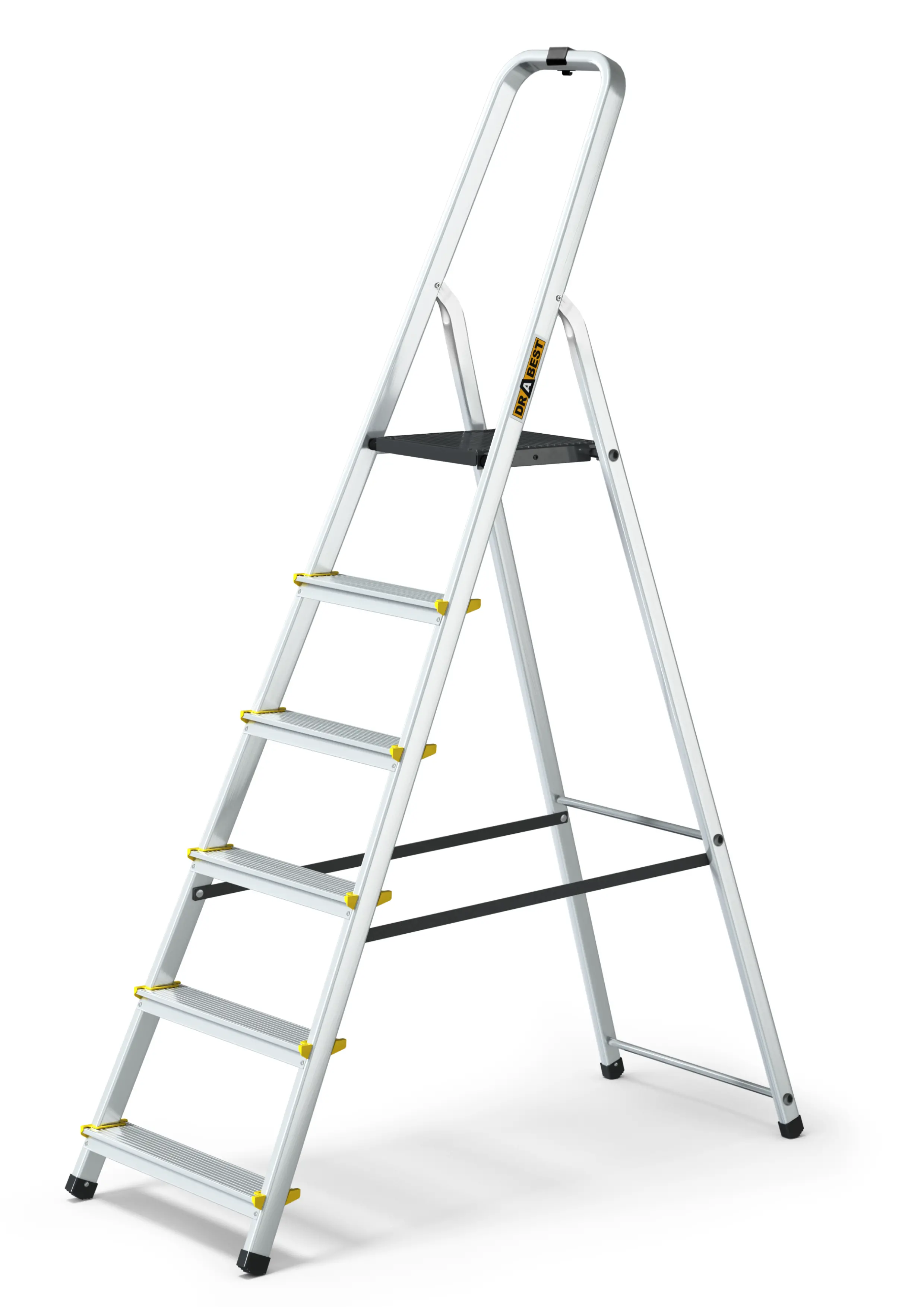 Hliníkový rebrík s policou, 6 stupňov, 3,19 m, max. záťaž 150 kg