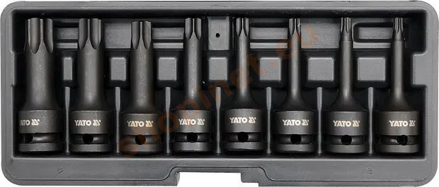 Sada nástavcov 1/2" rázové 8 ks T30-T80 torx CrMo - YT-1065