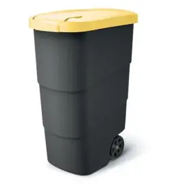 Popolnica Prosperplast Wheeler 90 l antracit so žltým vekom