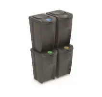 Odpadkový kôš Prosperplast SORTIBOX 4 x 35 l šedý, 2 jakost