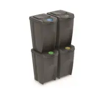 Odpadkový kôš Prosperplast na triedený odpad 4 x 35 l PH ŠE šedý