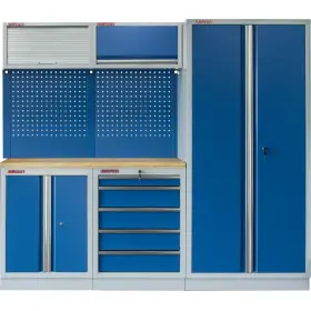 Zostava PROFI BLUE dielenského nábytku s vysokou širokou skriňou 5 ks - MTGS1300WA
