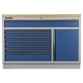 Celokovová široká dielenská skrinka PROFI BLUE, 7 zásuviek, skrinka - MTGC1371