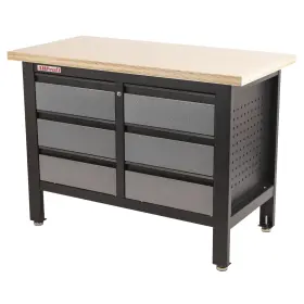 Dielenský ponk s drevenou pracovnou doskou, 6 zásuviek - TSK5406-LS