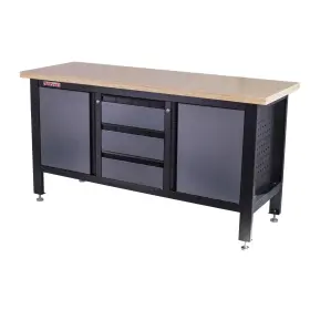 Dielenský ponk s drevenou pracovnou doskou, 3 zásuvky, 2 skrinky - TSK7523-LS