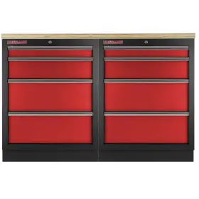 Zostava kvalitných PROFI RED dielenských skriniek s pracovnou doskou - RTGS1300BAL10