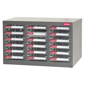 Galvanizovaný kovový organizér na dielenský materiál a diely s 18 zásuvkami A6-318P