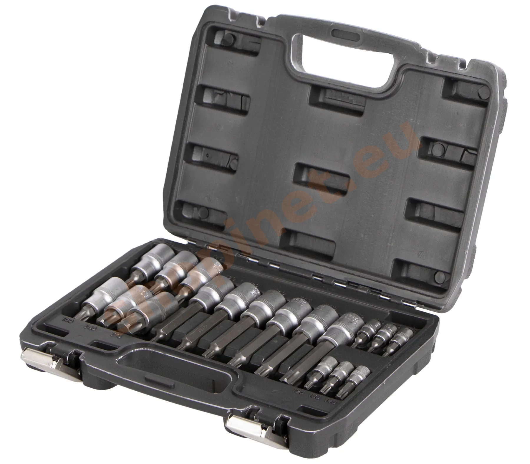 Hlavice s bitmi TORX 18 ks 1/2" a 1/4" v kovovom boxe - AH121801