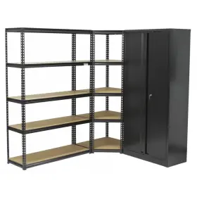 Rohový regálový systém PREMIUM s dielenskou skriňou, 3 diely - AH1007