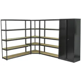 Rohový regálový systém MASTER s dielenskou skriňou, 4 diely - AH1010