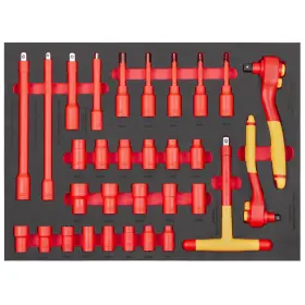 Gola sada VDE v penovej výplni do dielenského vozíka, 31 ks - AH2401