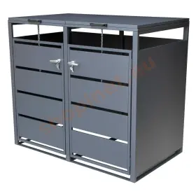 Kovový prístrešok na 2 popolnice, 1320 x 780 x 1160 mm - AH200200
