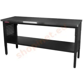 Výškovo nastaviteľný dielenský stôl s nerezovou doskou, 183 cm - TSP7224S