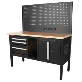 Dielenský stôl EXPERT so zástenou a 3 modulmi, 152 cm, drevená doska - TSP6024BAL4