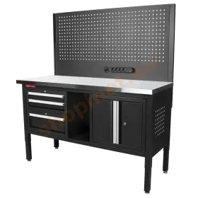Dielenský stôl EXPERT so zástenou a 3 moduly, 152 cm, nerezová doska - TSP6024SBAL4